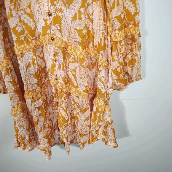 Anthropologie Mia Floral Tiered Tunic Semi-Sheer Boho Top S Cottagecore Peasant - Picture 5 of 12